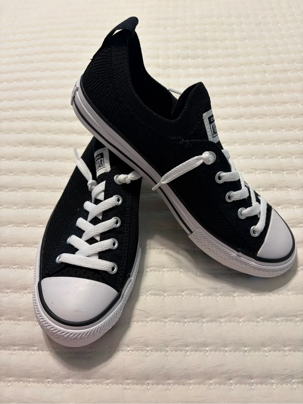 Girls Converse All Star Black Low-Top Sneakers with White Accents